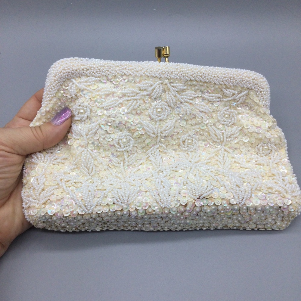 Heavy SHARONEE SEQUINS BEADS HANDBAG CLUTCH PURSE